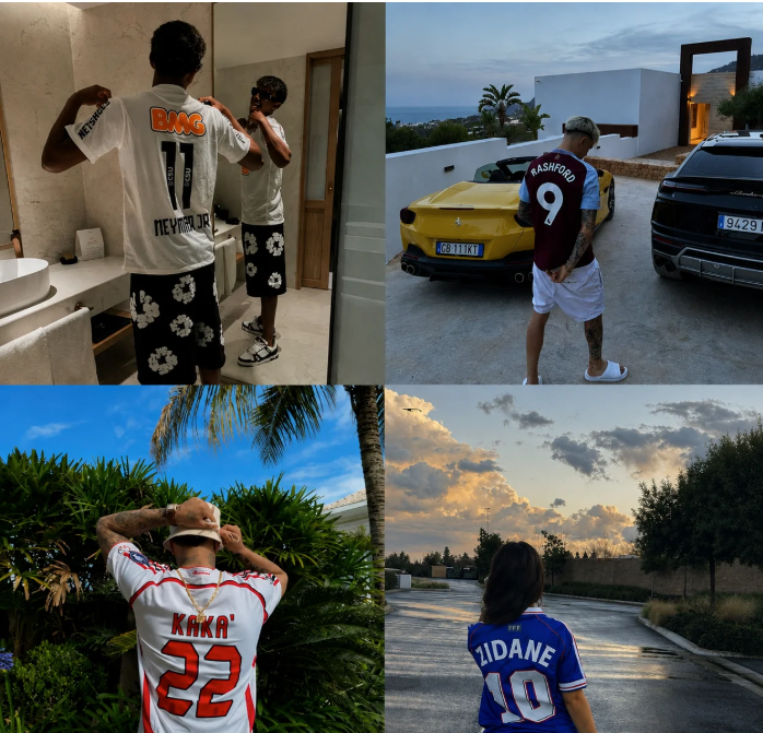 Fans wearing customized jerseys