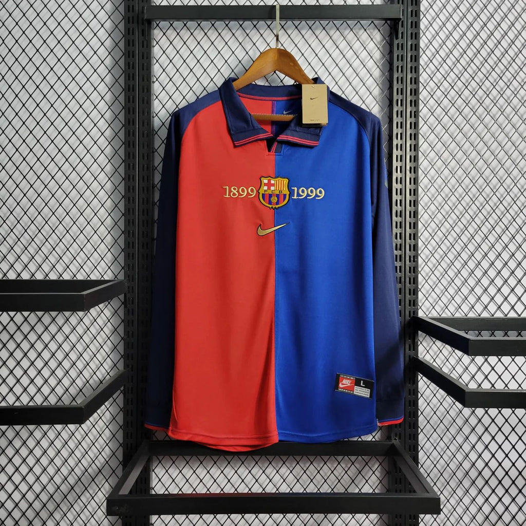 Barcelona 1999/00 Retro 100th Anniversary Home Long Sleeve Jersey
