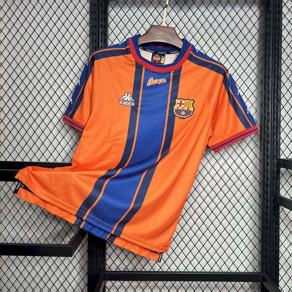 Barcelona 1997/98 Retro Orange & Blue Away Jersey