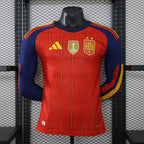 Spain World Cup 2026 Two Star Home Long Sleeve Jersey Player Version