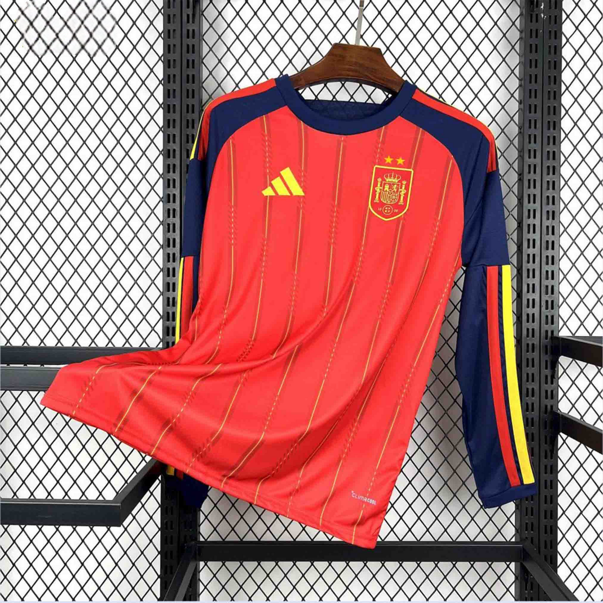Spain World Cup 2026 Two Star Home Long Sleeve Jersey Fan Version