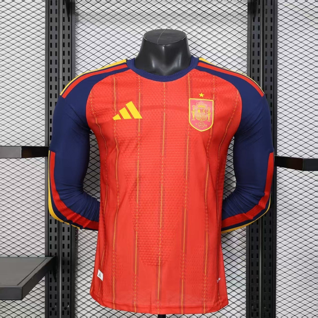 Spain World Cup 2026 Home Long Sleeve Jersey Player Version