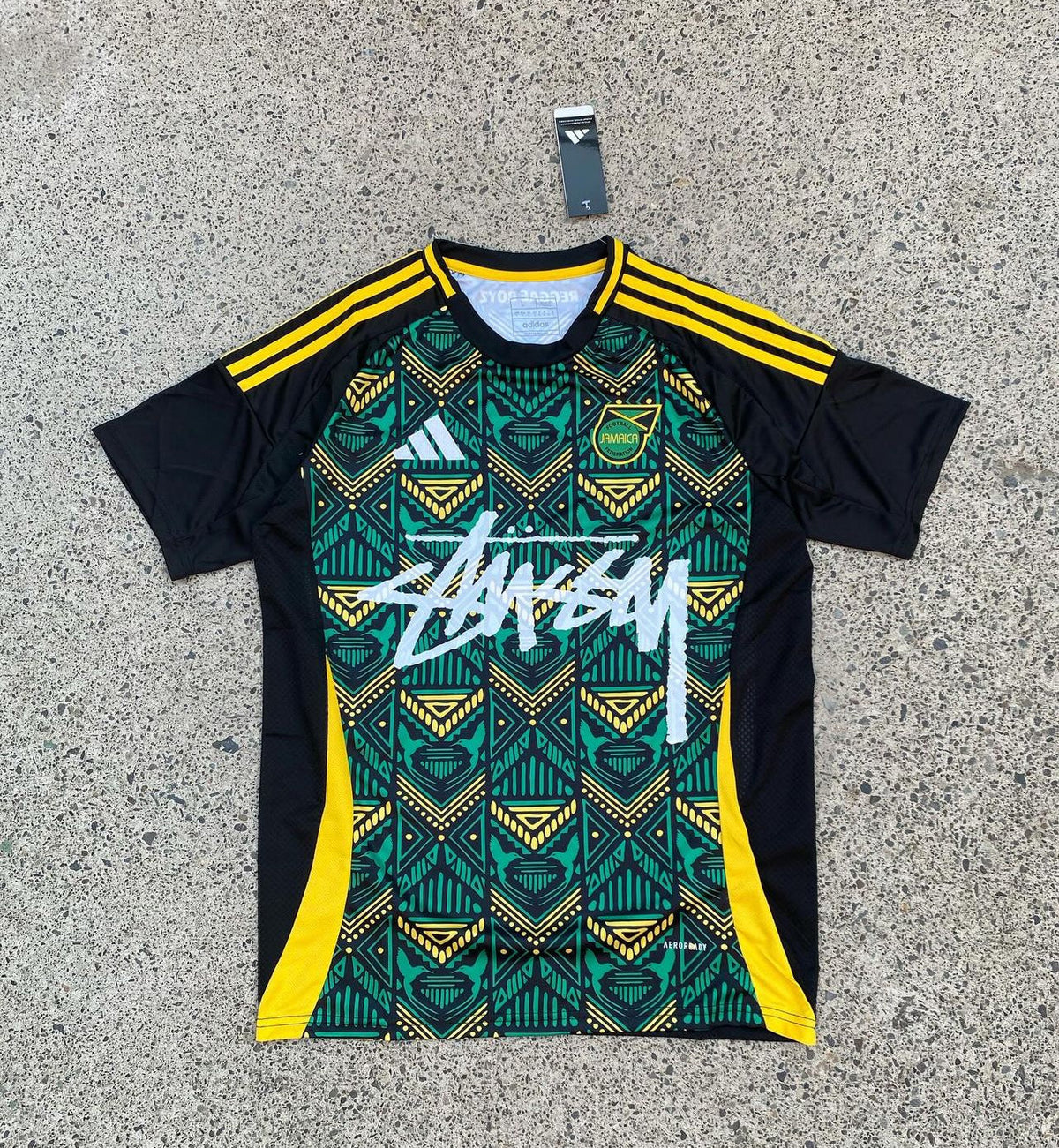 Stüssy x Jamaica Black Pattern Limited Edition Jersey
