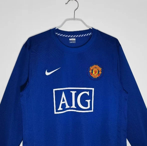 Manchester United 2008/09 Retro Blue Away Long Sleeve Jersey