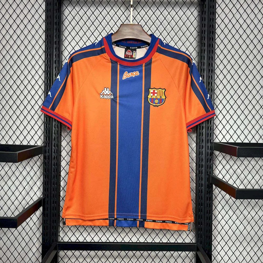 Barcelona 1997/98 Retro Orange & Blue Away Jersey