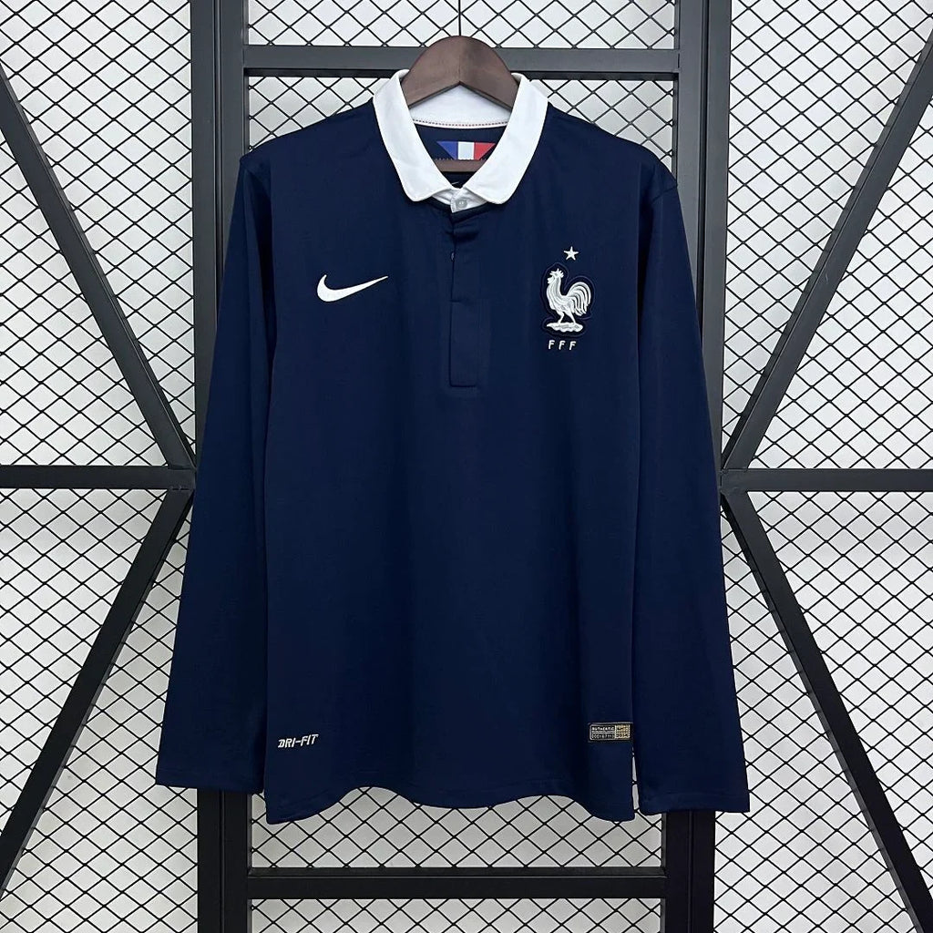 France 2014 Retro Home Long Sleeve Jersey