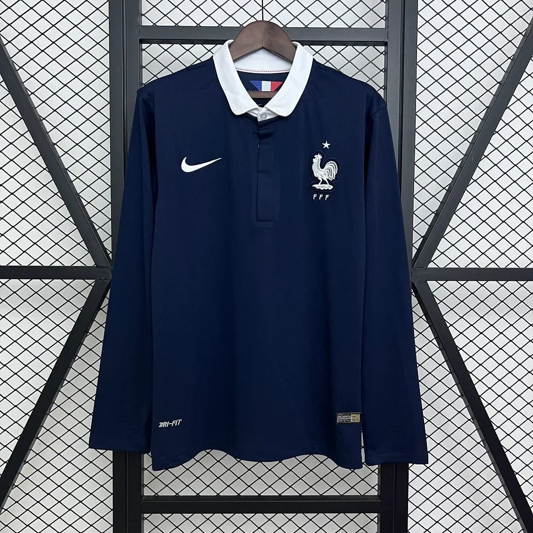 France 2014 Retro Home Long Sleeve Jersey