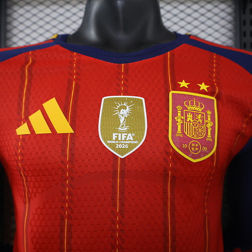 Spain World Cup 2026 Two Star Home Long Sleeve Jersey Player Version