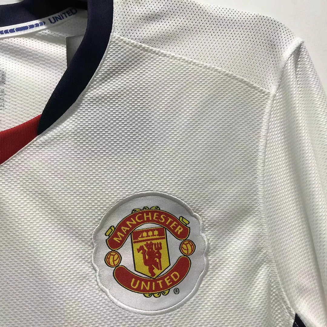 Manchester United 2008/09 Retro White Away Long Sleeve Jersey