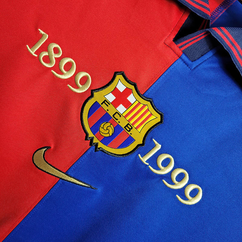 Barcelona 1999/00 Retro 100th Anniversary Home Long Sleeve Jersey
