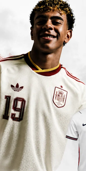 Fan in retro Spain jersey